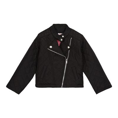 bluezoo Girls' black quilted biker jacket